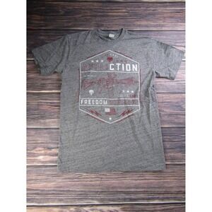 Affliction Mens Medium Gray T Shirt Biker Motorcycle America USA Freedom...